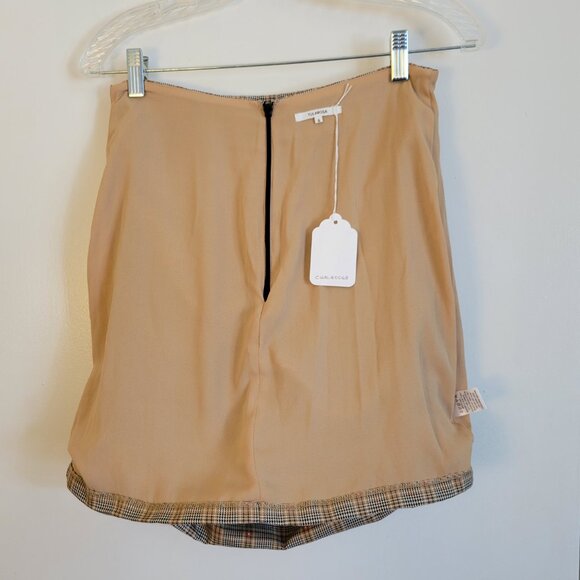 Tularosa Skirt Women Mini Stretch Ruched Plaid Brown Size Small - Picture 9 of 16